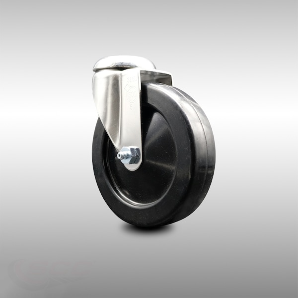 5 Inch 316SS Hard Rubber Wheel Swivel Bolt Hole Caster